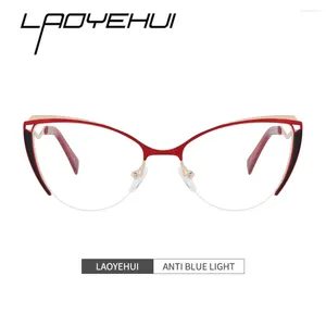 Lunettes de soleil pour femmes, verres tendance bleus anti-lumière, verres de myopie pour femmes, œil de chat moins la vue sur la force, lunettes rouges -1