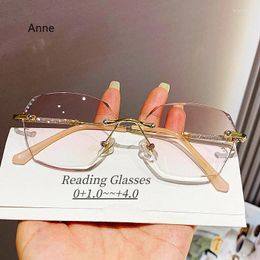 Lunettes de soleil Luxury Luxury Lumi les verres de lecture Fashion Retro Far Sight DIOPTER CEPEURES Square Gradient Anti-Blue Lumière