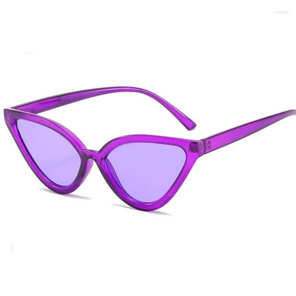 Gafas de sol Mujer Sexy Cat Eye Diseñador de la marca Pequeño triángulo Vintage Gafas de sol Retro Cateye Eyewear Purple Black Sunglass