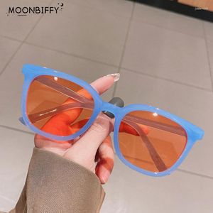 Zonnebril Vrouwen Vintage Candy Color Eyewear Square Cat Eye voor kleurrijke tinten UV400 oranjegele zonnebril