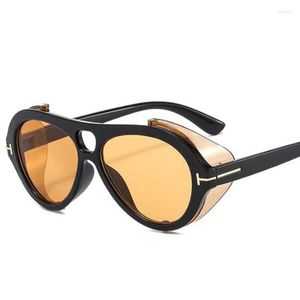 Lunettes de soleil femmes 2023 marque concepteur surdimensionné nuances années 90 rétro noir jaune pilote lunettes de soleil dame UV400 lunettes de plage