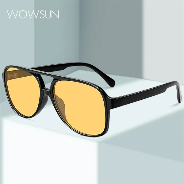 Lunettes de soleil Wowsun rétro Big Box Square Ladies Fashion Fashion Men's Trend Orange Lunes UV400 102