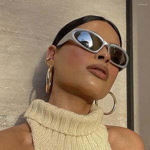 Gafas de sol Wrap Around Moda para hombres Mujeres Trendy Swift Oval Dark Futuristic Shades Gafas Gafas
