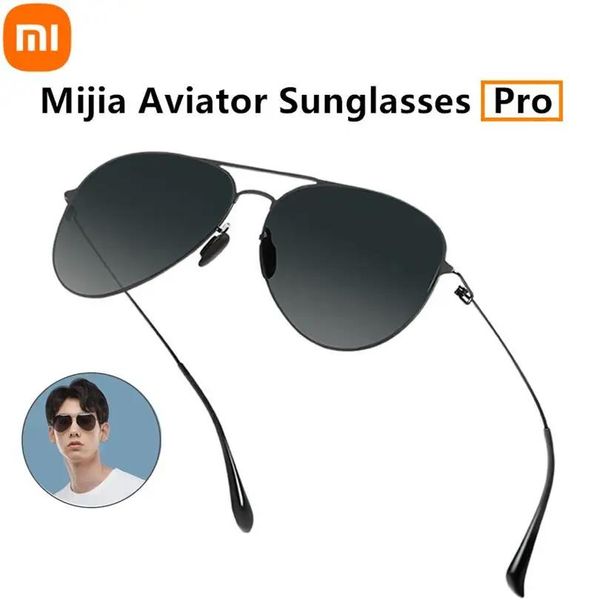 Óculos de sol xiaomi mijia aviador óculos de sol pro bloco uv anti-reflexo quadro ultrafino de aço inoxidável para viagem ao ar livre homem mulher