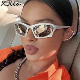 Lunettes de soleil XJIEA Y2K Lunettes de soleil pour les femmes mode 2024 Designer Vintage Ovale Glases Soleil Glasses Trendy Mirror Lens Outdoor Cycling Goggle Y240416