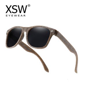 Lunettes de soleil XSW bois hommes lunettes de soleil polarisées UV400 café matériel lunettes de soleil en bois pour femmes bleu vert lentille à la main marque de mode Cool 230628