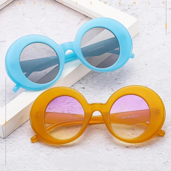 Gafas de sol Y2K Diseñador Oval Mujeres de gran tamaño para hombres Vintage Candy Punk Gafas de sol Tendencia Marco grande Sombras redondas