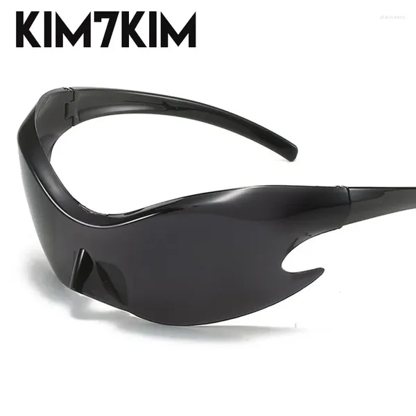 Gafas de sol Y2K Sports Women 2024 Tendencias Punk Gafas de sol Hombres Retro 2000's Marca de lujo Una pieza Gafas de sol con forma especial