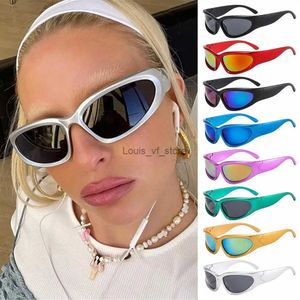 Zonnebrillen Y2K Wrap Around Zonnebril Futuristisch Ovaal Sportzonnebril 2022 Trendy Fashion Shades Vintage Punk Goggle Eyewear H24223