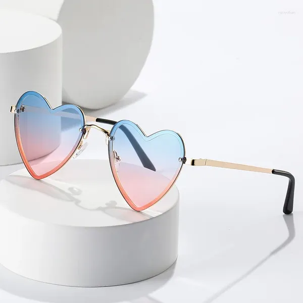 Gafas de sol YOOSKE En forma de corazón Decorativo Femenino Metal Moda Gafas de sol Mujeres Moda Amor Gafas de sol UV400 Sombras
