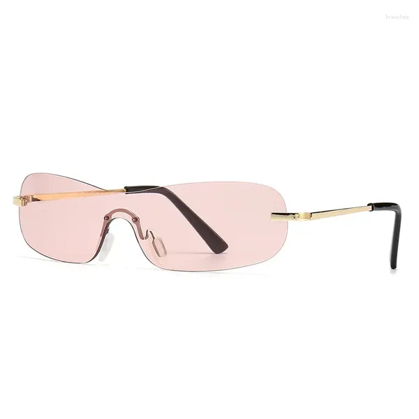 Lunettes de soleil Yooske INS Mode Riz Nail Homme Grand Cadre One Piece Lunettes sans cadre Ovale Femmes Sunglass UV400 Shades