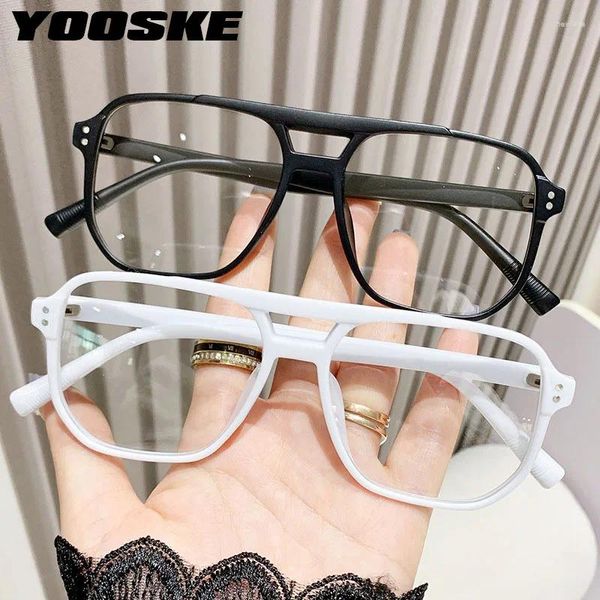 Lunettes de soleil Yooske Men's Women's Anti Blue Light Eyeglasses Frame Double poutre Large Square Universal Optical Computer Eyewear