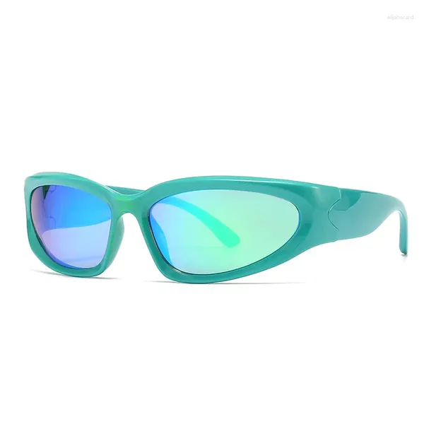 Gafas de sol Yooske oval gato ojo y2k mujeres personalidad simple color brillante color punk hombres de sol de gafas de sol de moda