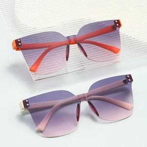 Zonnebril YOOSKE Vierkant Voor Vrouwen Mannen Shades Randloze Zonnebril Mannelijke Vrouwelijke Siamesed Brillen Klassieke Gradiënt UV400