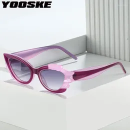 Lunettes de soleil Yooske Cat Trendy Eye for Women Designer Design de soleil irrégulier pourdies Retro Crystal Multi Color Eyewear
