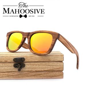 Gafas de sol Gafas de sol de madera de cebra Mujeres Hombres Gafas de sol polarizadas de madera natural hechas a mano Nuevo con caja de regalo de madera creativa