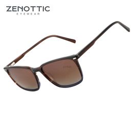 Lunettes de soleil Zenottic 2024 Lunettes de soleil polarisées Acetate Lunes carrées de soleil Unisexe Nides de jambe de printemps classiques pour le voyage en voiture A23625 240412