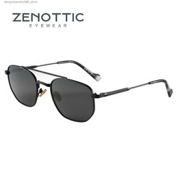 Lunettes de soleil Zenottic 2024 Fashion Hexagonal Geométrique Polarisation Lunettes de soleil pour hommes Lunettes de soleil Polygonal Metal Sunshade ZS1210 Q240425