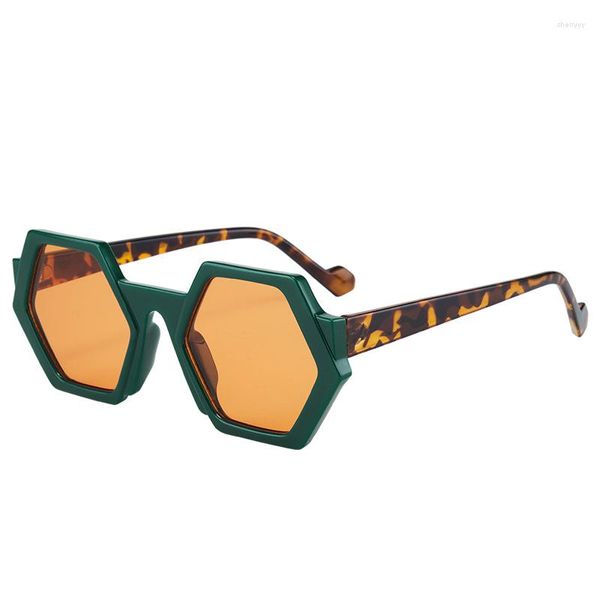 Gafas de sol ZLY 2023 moda hexágono mujeres hombres lentes coloridos PC marco Vintage marca diseñador Y2K gafas de sol versátiles UV400