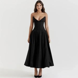 Suninheart-vestido negro elegante para eventos de boda, corsé Sexy sin tirantes, vestidos de fiesta de Navidad a media pierna para mujer, ropa 2023 240312
