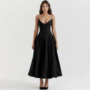 Suninheart Zwarte Elegante Bruiloft Evenementen Jurk Sexy Strapless Corset Midi Kerst Feestjurken voor Vrouwen Kleding 2023 240312