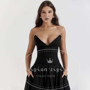 Suninheart Black Elegant Wedding Events Robe Sexy Brutchless Corset MIDI MIDI CHOIST ROBES POUR FEMMES Vêtements 2024 Designer 361