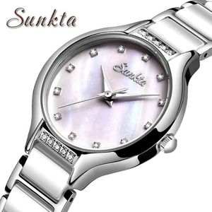 SunKta Gold Watch Dames Horloges Dames Creatieve Staal Dames Armband Horloges Vrouwelijke Klok Relogio Feminino Montre Femme Gift 210517