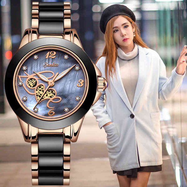 Reloj de pulsera SUNKTA de oro rosa para mujer, reloj de pulsera de lujo para mujer, reloj de pulsera para mujer, regalo para esposa, reloj femenino Ms