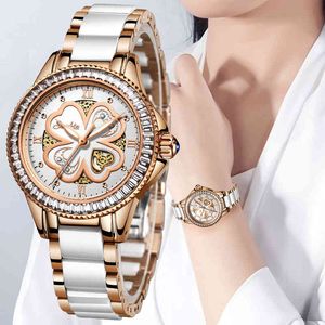 SunKta Top Luxe Quartz Horloge voor Dames Armband Set Keramiek Waterdichte Diamond Clocks Polshorloge Geschenken voor Vrouwen Montre Femme 210517