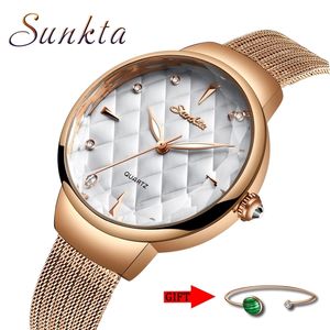 SunKta Horloge Vrouwen Mode Casual Jurk Quartz Horloges Dame Mesh Band Waterdichte Polshorloge Simple Girl Clock Relogio Feminino 210517