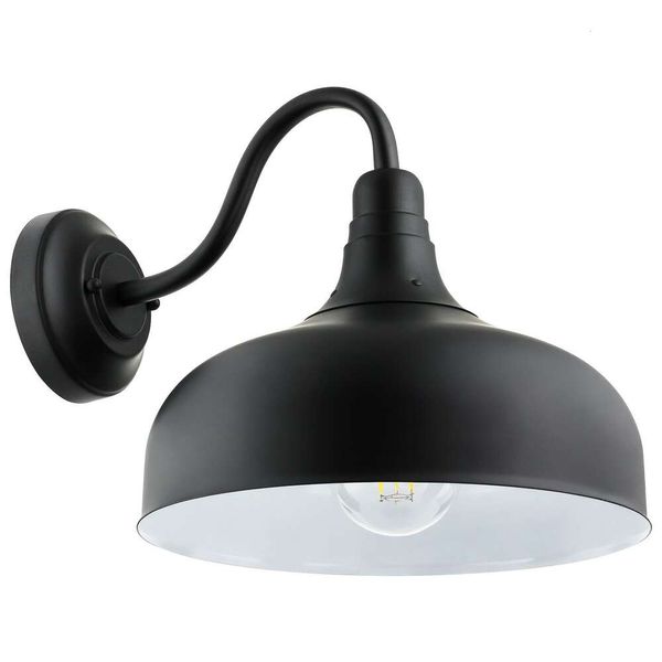 Sunlite 46067-SU Lámpara rústica de granero con cuello de cisne, montaje en pared, casquillo de base media (E26), bombilla estándar A19 requerida (60 W máx.), 12 pulgadas, interior y exterior