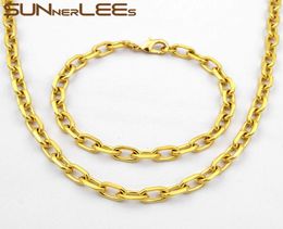 Sunnerlees Joya de joyas de oro Collar collar de collar de 65 mm Cadena de enlace ovalado para hombres Regalo C33 S4327627