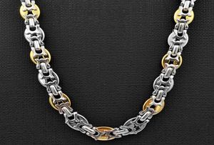 SUNNERLEES bijoux de mode collier en acier inoxydable 10mm chaîne à maillons byzantin géométrique couleur argent or pour hommes femmes SC72 N3186908