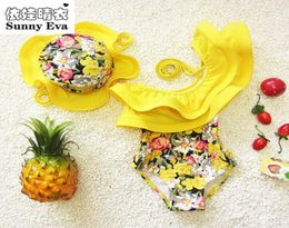 Sunny Eva eendelig badpak bloemen zwempak voor kinderen kinderen meisje badpakken kleding kinderbadmode met badmuts96861478270