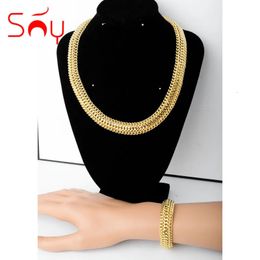 Sunny Jewelry-Conjuntos de cadenas africanas clásicas de Dubái, collar ancho, pulsera para mujer y hombre, ropa informal diaria, regalos para fiesta, 240102