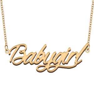 Collar con nombre de Babygirl, colgante con placa de identificación personalizada para mujeres, niñas, regalo de cumpleaños, joyería para mejores amigos, acero inoxidable chapado en oro de 18 quilates