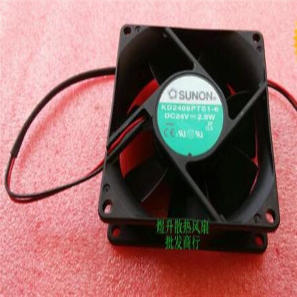 SUNON 8025 DC24V 2 9W 80 80 25mm KD2408PTS1-6 Ventilador de refrigeración inversor de 2 cables 300N