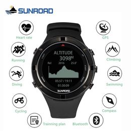 SUNROAD inteligente GPS ritmo cardíaco altímetro deportes al aire libre reloj digital para hombres corriendo maratón triatlón brújula natación reloj CJ191831