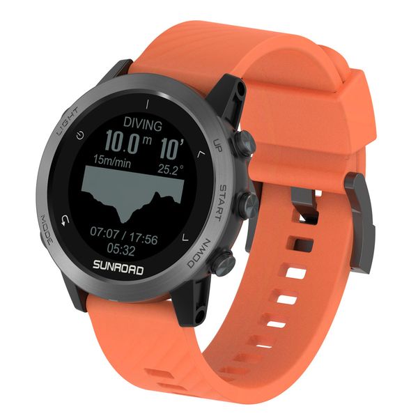 Sunroad T5 GPS Smart Watch 10atm impermeable deportes al aire libre Altrimeter Barómetro Profesional GPS Watch Silicon Strap Fitness Conexión con Strava