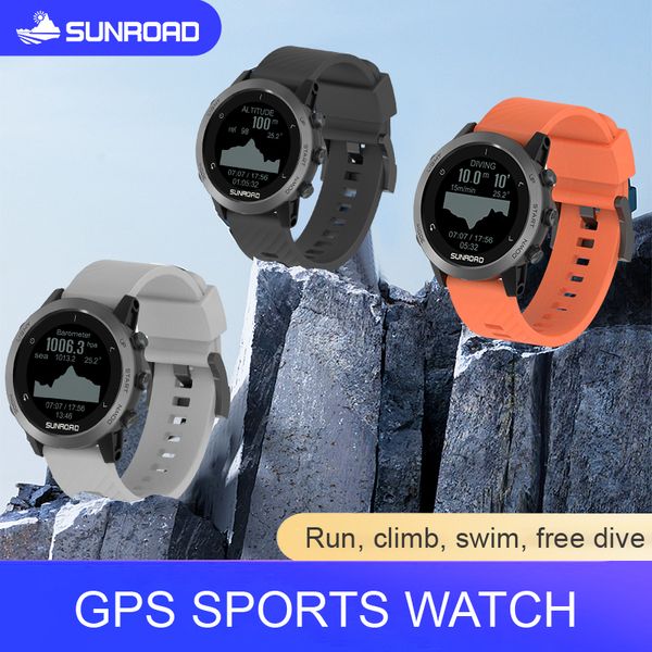 Sunroad T5 GPS Smart Watch 10atm impermeable deportes al aire libre Altimeter Barómetro Profesional GPS Watch Nylon Strap Fitness Conexión con Strava