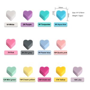 Sunrony 30pc Mini Love Heart Silicone Beads Food Grade Silicone DIY Pacificier Collier Bijoux Accessoires