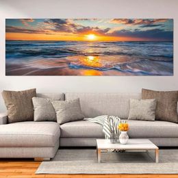 Sunset Beach Sea Landscape Poster Painting, Nature Canvas Prints Afbeelding, voor moderne Wall Art Living Room Decor Cuadros, Home Decoratie