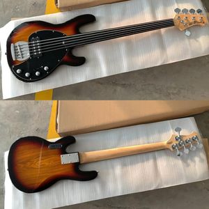 Finition coucher de soleil Music Man StingRay5 guitare basse fretless look vintage 5 cordes musicman basse électrique guitare