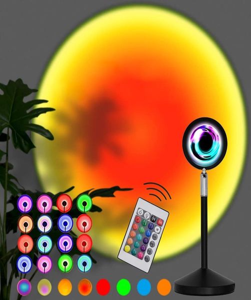 Lampe de Projection de coucher de soleil, 16 couleurs, avec télécommande, plusieurs couleurs, veilleuse pour décoration de vacances, 3830511