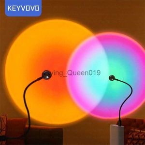 Sunset Lamp Light Rainbow Neon Night Projector USB Photography Wall Atmosphere Selfie LED Lighting Bedroom Home Decor Gift Live HKD230828