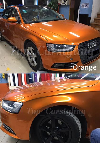 Sunset Orange Gloss Candy Metallic Vinyl WRAP Wrap de voiture entière avec de la colle à faible adhérence sans bulles d'air qualité initiale 3M 1.52x20m / Roll (5x65ft