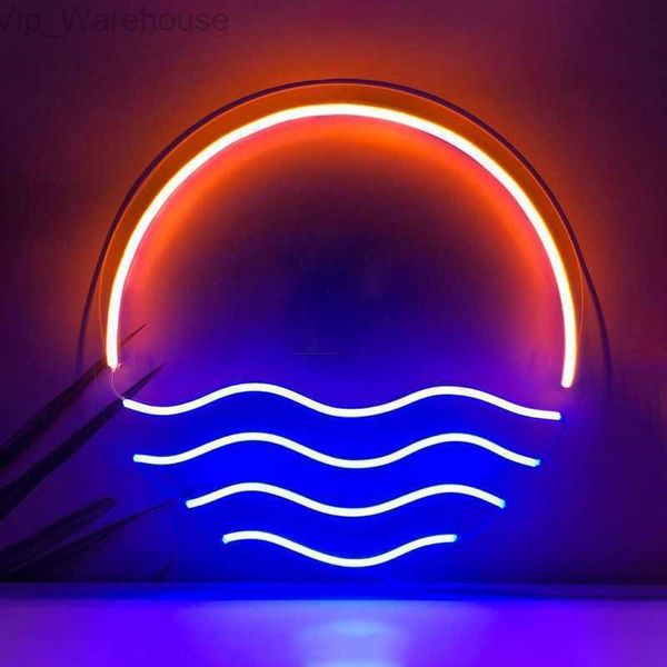 Sunset Sea Lámpara de neón personalizada Luz de la habitación Dcor Neon LED Sign Luces de noche para la decoración de la habitación Fiesta de vacaciones Chirismas Decoración HKD230825