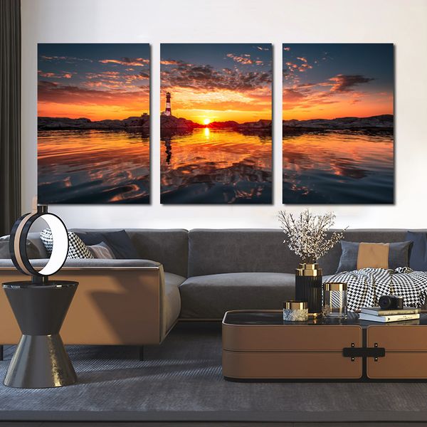 Atardecer mar lago cielo carteles lienzo impresiones paisaje pintura hogar Decoración pared arte para sala de estar sofá imágenes nubes sin marco