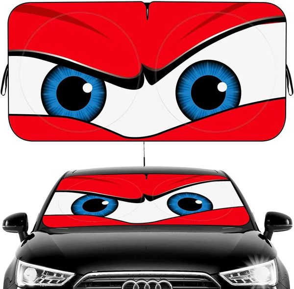 Sunshade CAR Windshield Sun Toad Sun Shade Sun Shade Funny Car Eyes Sun Visor para el parabrisas de automóvil Correa negra resistente