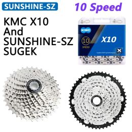 Sunshine 10 vitesses à volant Vélo de route Chaîne de roue libre Set HG54 KMC X10 Chaîne 11-25 / 28/32/36/40/42/46/50T MTB Cassette de vélo MTB